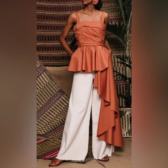 Johanna Ortiz Tops - Johanna Ortiz Asymmetric Bulerias Square Neck Peplum Top in US 6
